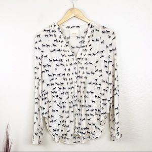 Anthropologie Maeve Horse Print Blouse Top